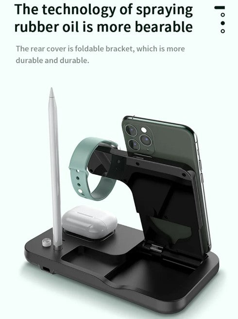 15W Fast Charge 4 In 1 QI Wireless Charger Dock Station - White_2